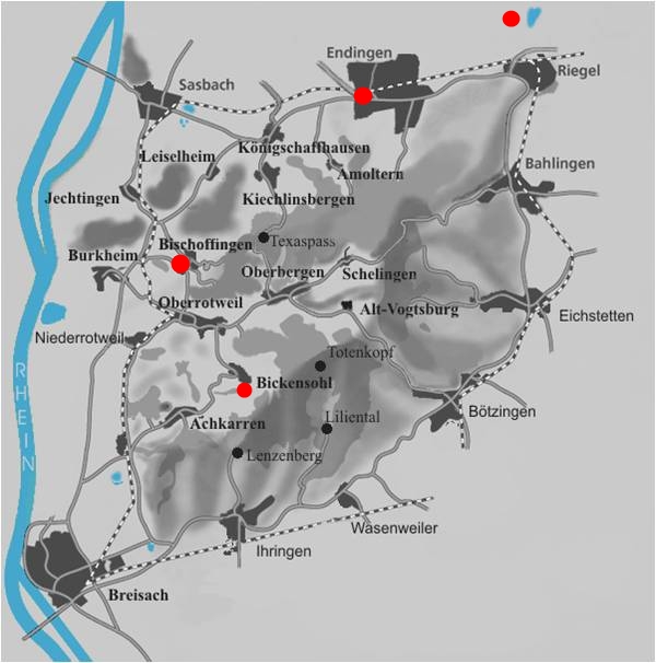 Jägle i Kenzingen øverst, R&C Schneider i Endingen, K.H.Johner i Bischoffingen og Holger Koch i Bickensohl.